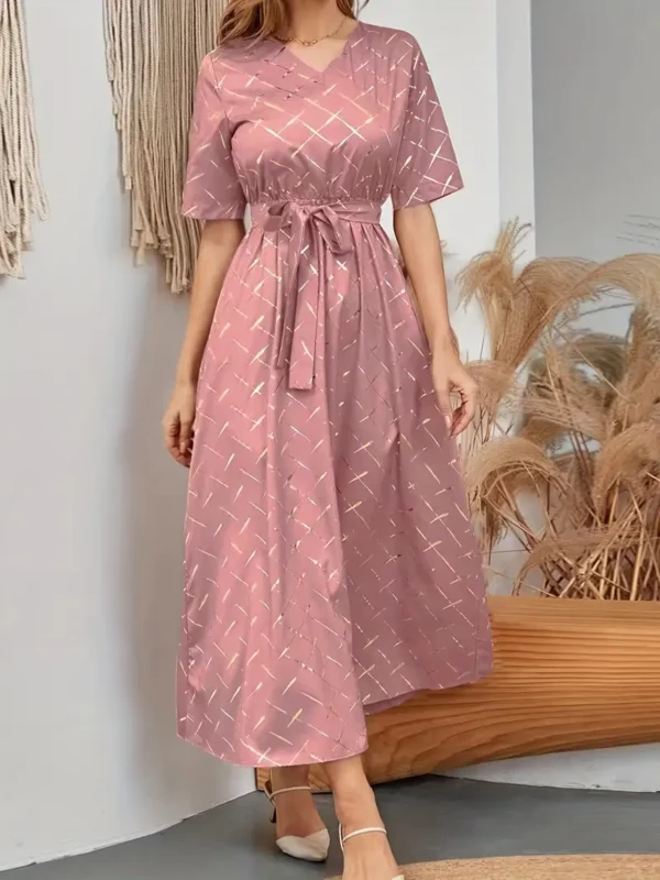 À Imprimé Graphique, Robe Longue Élégante À