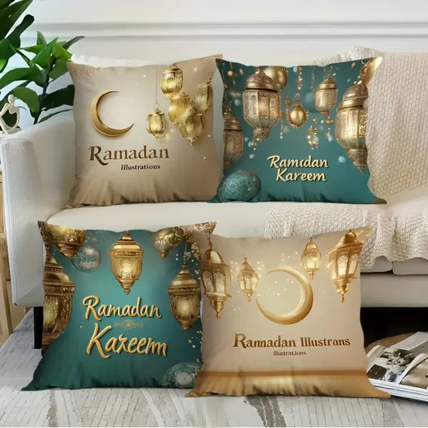 قطع أغطية وسائد بأسلوب الجلورام لرمضان كريم، أغطية