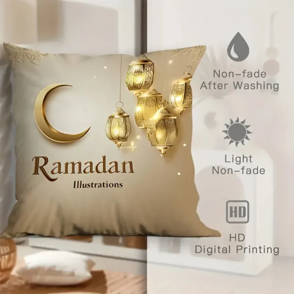 ⁦قطع أغطية وسائد بأسلوب الجلورام لرمضان كريم، أغطية⁩ - الصورة ⁦3⁩